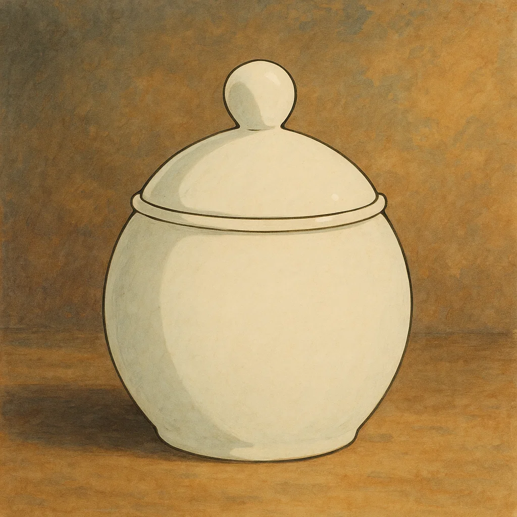 Surowa cukierniczka ceramiczna na prostym tle, reprezentująca materiały dostępne na warsztatach malowania ceramiki w Gdańsku