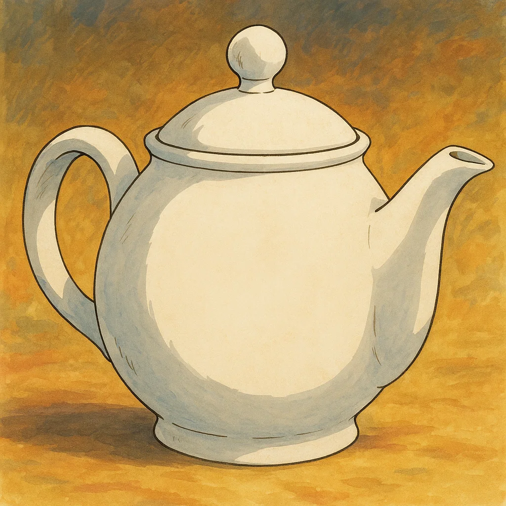 Surowy czajnik ceramiczny o klasycznym kształcie, gotowy do artystycznego zdobienia na warsztatach z malowania ceramiki w Gdańsku