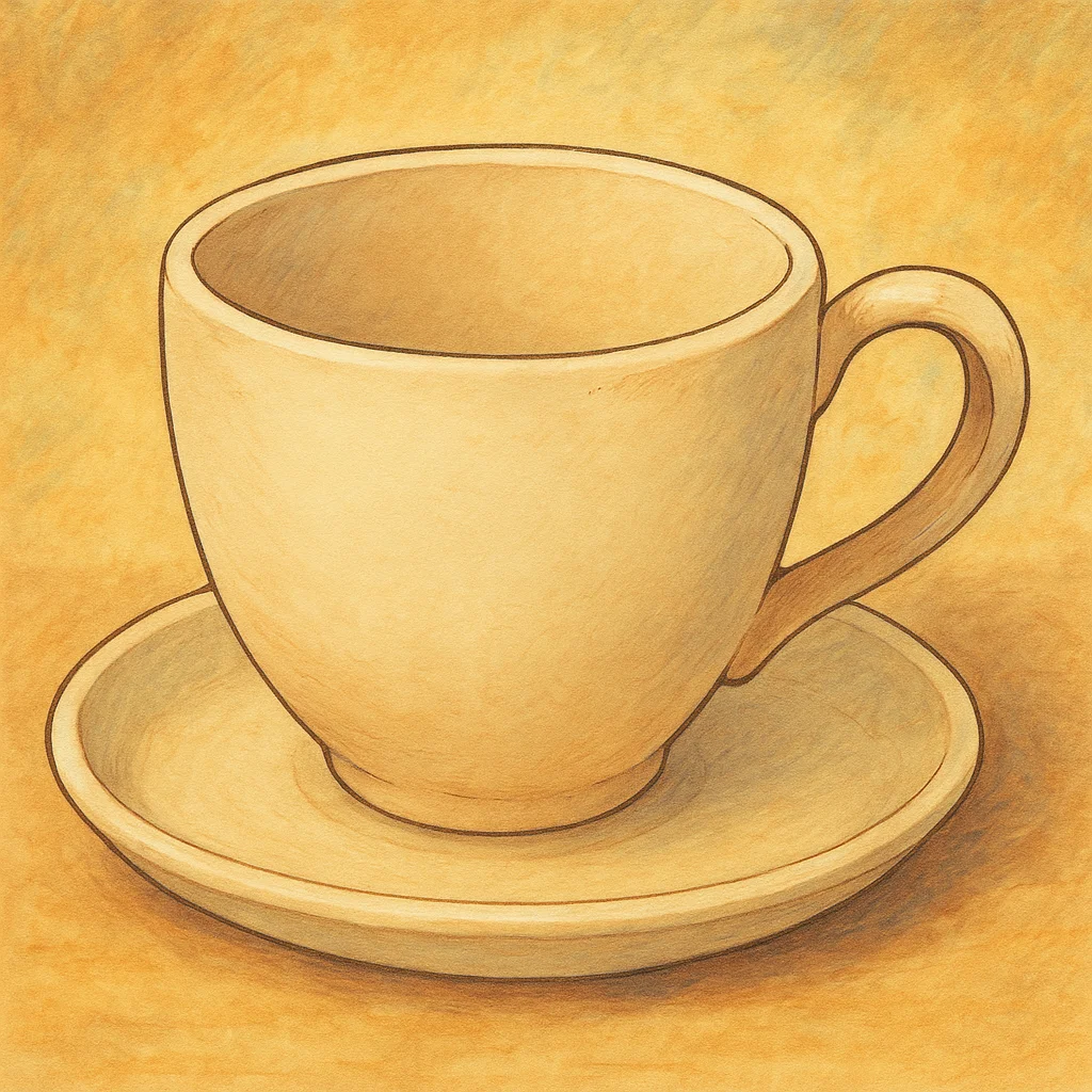 Biała, niezdobiona filiżanka ceramiczna przygotowana do malowania na warsztatach ceramicznych w pracowni BoroPot w Gdańsku"