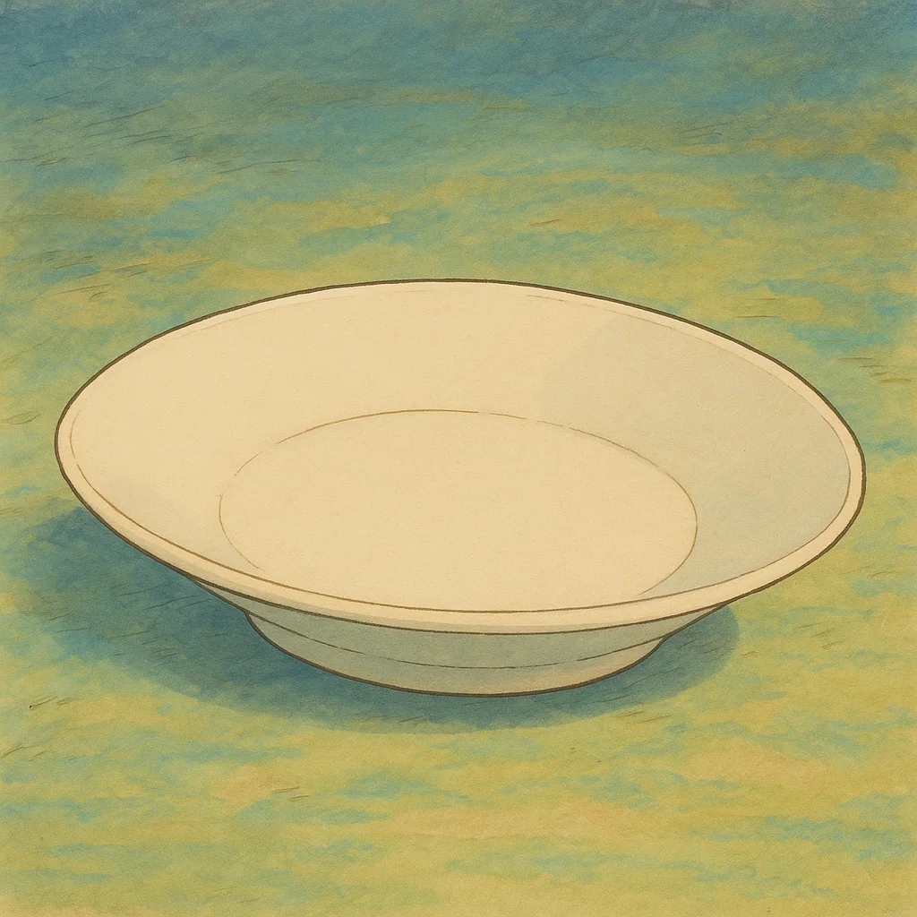 "Okrągły talerz z białej gliny oczekujący na kolorowe dekoracje uczestników warsztatów malowania ceramiki BoroPot w Gdańsku